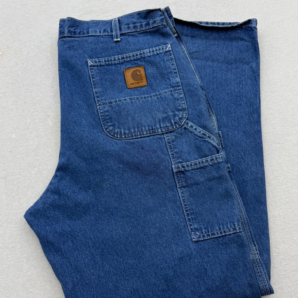 Carhartt B13DST Carpenter Jeans Mens 38x32 Blue Loose‎ Fit Utility Workwear